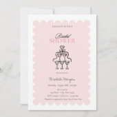 Invitation Aquarelle Bow Champagne Verre Fête des mariées (Devant)