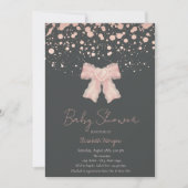 Invitation Aquarelle Bow Rose Confetti Baby shower or (Devant)