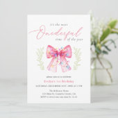 Invitation Aquarelle Bow rose Noël 1er anniversaire (Debout devant)
