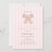 Invitation Aquarelle Bow rose rayé doux 16 (Devant)