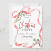 Invitation Aquarelle Bow rouge et baies sèches (Devant)