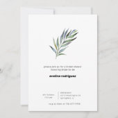 Invitation Aquarelle Branche d'olive Fête des mariées de verd (Devant)