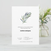 Invitation Aquarelle Branche d'olive Fête des mariées de verd (Debout devant)