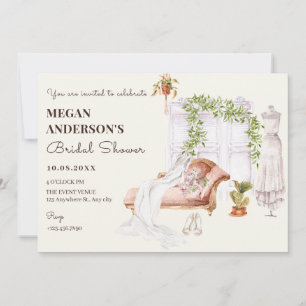Invitation Aquarelle Bride chambre robe nuptiale douche