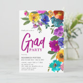 Invitation Aquarelle brillante et audacieuse Fête de Graduati (Debout devant)