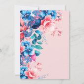Invitation Aquarelle brillante Floral 40e Anniversaire Blush (Dos)