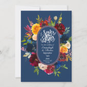Invitation Aquarelle brillante Floral Blue Enregistrer la dat (Devant)
