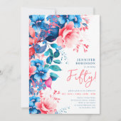 Invitation Aquarelle brillante Florale 50e anniversaire (Devant)