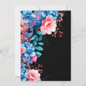 Invitation Aquarelle brillante Florale 60e anniversaire Noir (Dos)