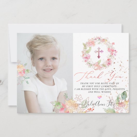 Invitation Aquarelle Broussant Merci de pois doux (Devant)