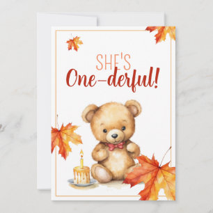 Invitation Aquarelle Brown et blanche mignonne Ours 1er anniv