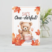 Invitation Aquarelle Brown et blanche Teddy Bear 1er annivers (Debout devant)