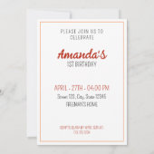 Invitation Aquarelle Brown et blanche Teddy Bear 1er annivers (Dos)