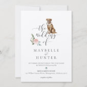 Invitation Aquarelle Brown Labrador Chien et rose florale Ros (Devant)