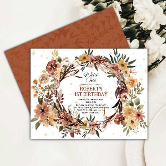 Invitation Aquarelle Brown Wild One Jungle Safari Anniversair