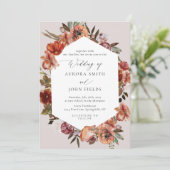 Invitation Aquarelle brûlé Mariage de fleurs d'orange (Debout devant)