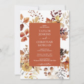 Invitation Aquarelle Brûlé Orange Terracota Mariage Floral (Devant)