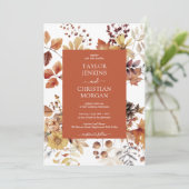 Invitation Aquarelle Brûlé Orange Terracota Mariage Floral (Debout devant)