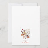 Invitation Aquarelle Brûlé Orange Terracota Mariage Floral (Dos)