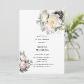 Invitation Aquarelle Brunch & Bubbly aux Pivoines Blanches (Debout devant)