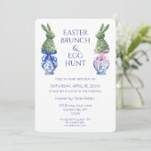 Invitation Aquarelle Brunch de Pâques et lapin de chasse aux  (Debout devant)