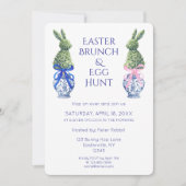 Invitation Aquarelle Brunch de Pâques et lapin de chasse aux  (Devant)