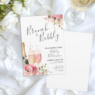 Invitation Aquarelle Brunch Et Fête des mariées Florale Bubbl