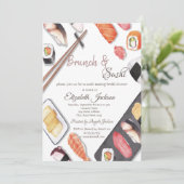 Invitation Aquarelle Brunch & Fête des mariées Sushi (Debout devant)