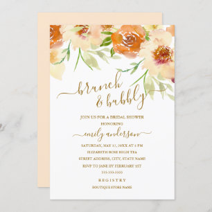 Invitation Aquarelle, Brunch Floral Et Fête de l'mariée De Bu