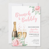Invitation Aquarelle Brunch Rose Et Fête des mariées Bubbly (Devant)