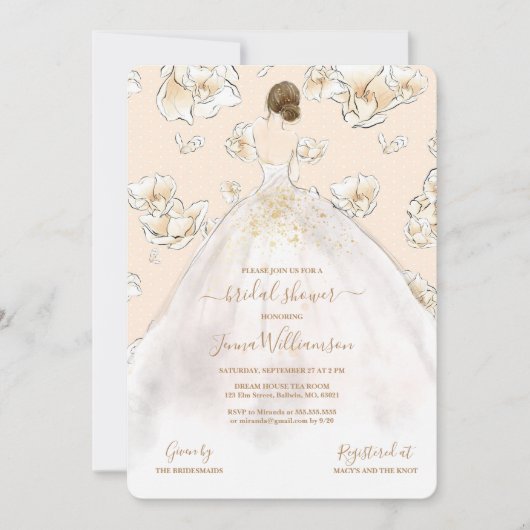 Invitation Aquarelle Brunette Bride Fête des mariées (Devant)