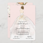 Invitation Aquarelle Brunette Mariée Douche nuptiale Invitati (Devant / Derrière)