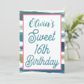 Invitation Aquarelle Brush Strokes Sweet 16 Anniversaire (Debout devant)