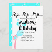Invitation Aquarelle Bubble Wand Pop Pop Pop Anniversaire (Devant / Derrière)