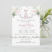 Invitation Aquarelle Bunny Baby Girl Baptism (Debout devant)
