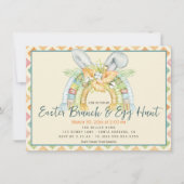 Invitation Aquarelle Bunny Ears Boho Arc-en-ciel Pâques Brunc (Devant)