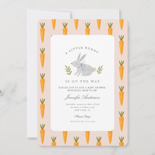 Invitation Aquarelle Bunny Flower Petit Bunny Baby shower (Devant)