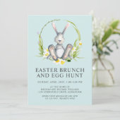 Invitation Aquarelle Bunny Pâques Brunch Chasse aux oeufs (Debout devant)