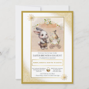 Invitation Aquarelle Bunny Pâques Brunch & Chasse aux Oeufs F