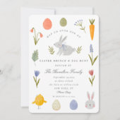 Invitation Aquarelle Bunny Pâques Brunch et chasse aux oeufs (Devant)