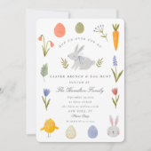 Invitation Aquarelle Bunny Pâques Brunch et chasse aux oeufs (Devant)