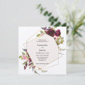 Invitation Aquarelle Burgundy Blush et Gold Floral (Debout devant)
