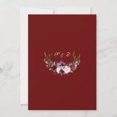 Invitation Aquarelle Burgundy Blush Floral Antlers Mariage (Dos)