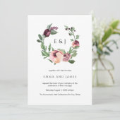Invitation Aquarelle Burgundy Blush Floral Wreath Mariage (Debout devant)