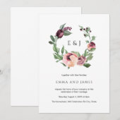 Invitation Aquarelle Burgundy Blush Floral Wreath Mariage (Devant / Derrière)
