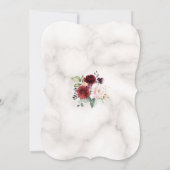 Invitation Aquarelle Burgundy Blush Flowers Marbre Mariage (Dos)
