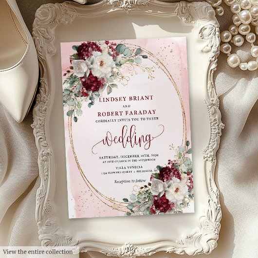 Invitation Aquarelle Burgundy Blush Suite