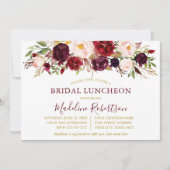 Invitation Aquarelle Burgundy Floral Gold Bride déjeuner (Devant)