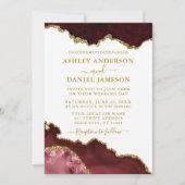 Invitation Aquarelle Burgundy Marble Geode Photo (Devant)