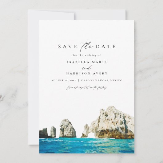 Invitation Aquarelle Cabo San Lucas Mexique Enregistrer la da (Devant)